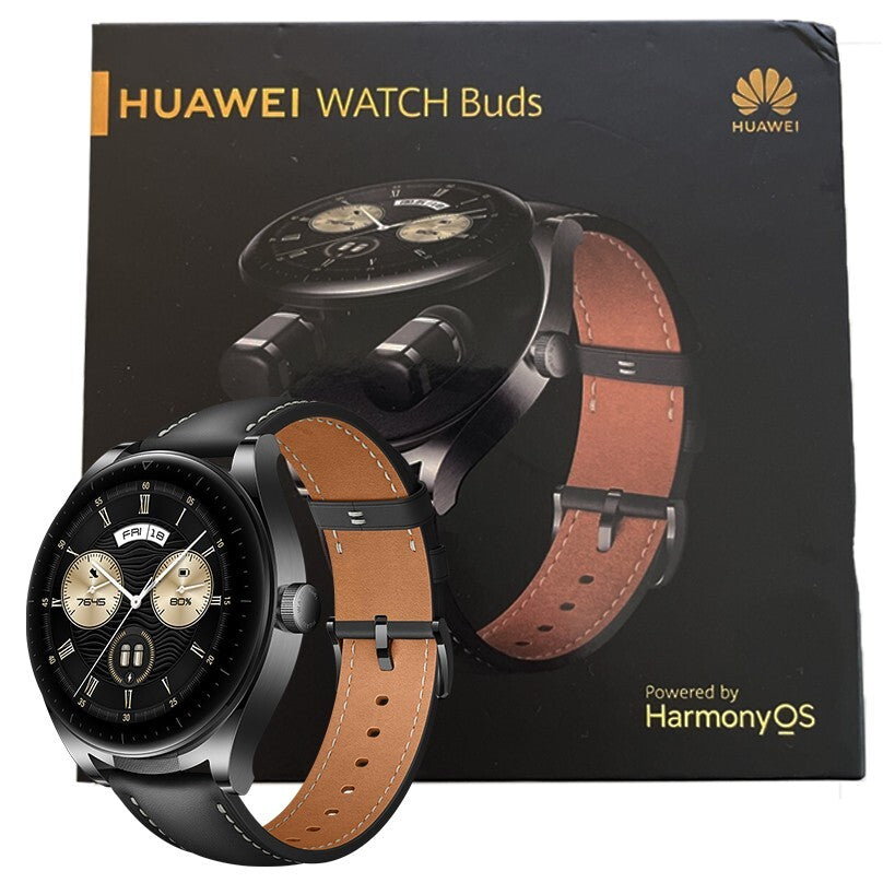 Huawei Buds Smart Watch, Smartwatch and Earbuds, 2-in-1 Touch Controls in One Wide Atrium Area, Noise Cancelling Via AI, Android & iOS, Black